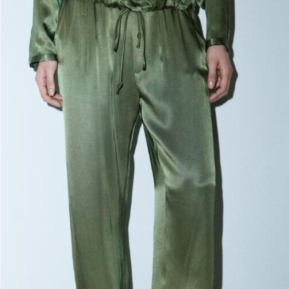 ZARA WOMEN FLOWY SATIN COMFY PANTS